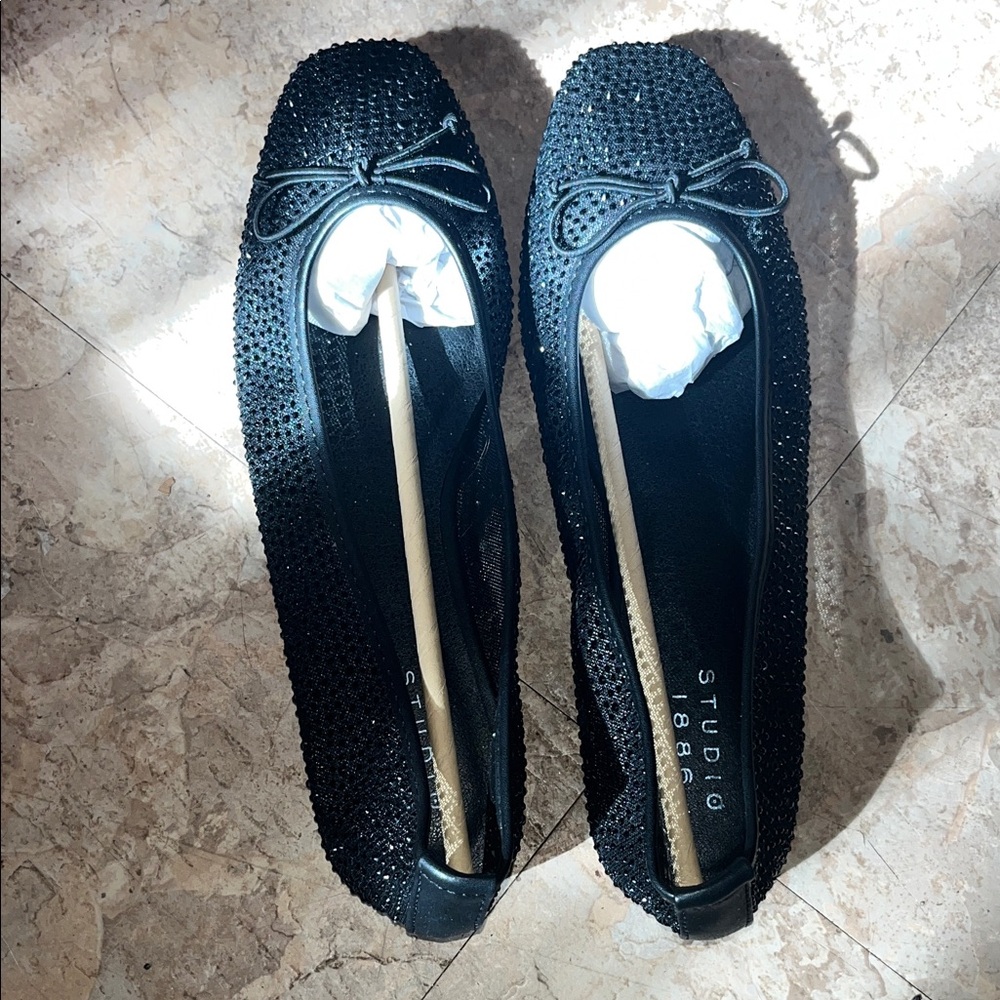 Studio 1886 Never worn Black Crystal-Embellished Ballet Flats Size 9